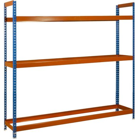 Estantería metálica sin tornillos SIMONAUTO de 3 estantes (200x150x45cm) AZUL Y NARANJA (1/7)