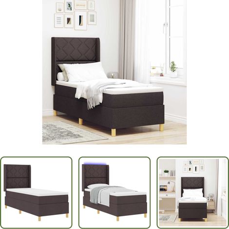 Matelas Ă ressorts - Lit Ă ressorts avec matelas Marron 140 x 200 cm tissu (1/5)