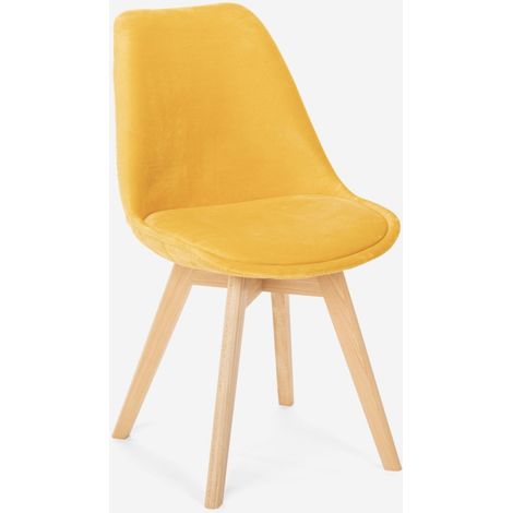 Chaise de cuisine en bois design scandinave avec coussin Dolphin Lux - Jaune (1/5)