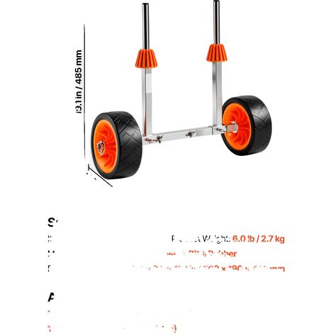 Carro para kayak, capacidad de 250 lb, neumáticos de caucho macizo, 250 lb (1/2)