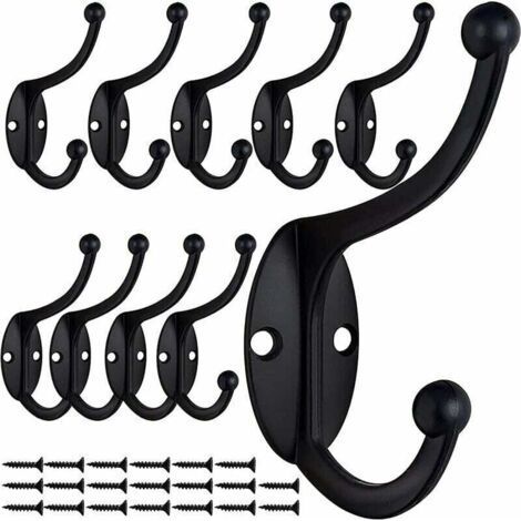 10 Pcs Retro Hook Coat Hook Wall Mounted Vintage Metal Door Hook for Bathroom Kitchen Bedroom Entryway (Black) (1/4)