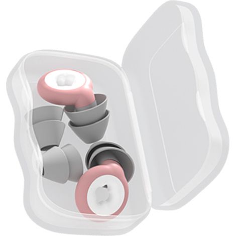Bouchons d'oreille antibruit en silicone réutilisables et portables, roses, pour dormir. (1/5)