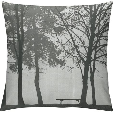 Housses de coussin décoratives à motifs nature avec silhouettes d'arbres et motif forêt housses de coussin carrées décoratives grises et blanches – compatibles avec les coussins standard de 40 x 40 c (1/5)
