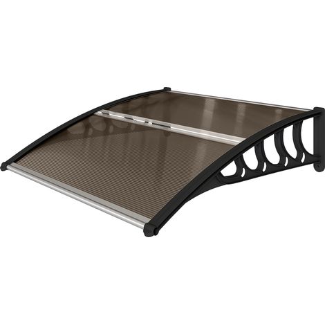Polycarbonat-Schutzdach für Türen und Fenster im Außenbereich mit Montagesatz, 103 x 96,5 x 27 cm – Braun