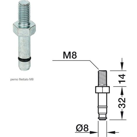 FILETTATO M8X14 661.34.993 CON PERNO AD INNESTO PER BIRUOTA D.40-50 NORMALE O FRENATA