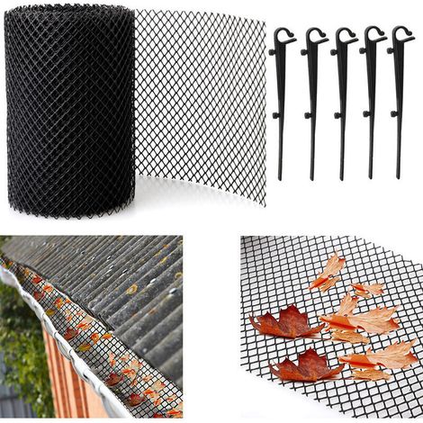 Filet de protection de gouttière de 8 m, 18 cm de large, empêche efficacement le colmatage des feuilles, de la mousse et des débris, filtre facile à installer. (1/4)