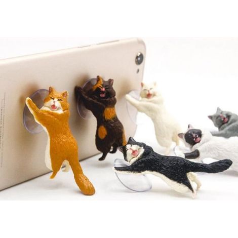 Support Téléphone Ventouse - Chat Design - Pour Smartphone - ABS - Rose - 1 Pièce (1/3)