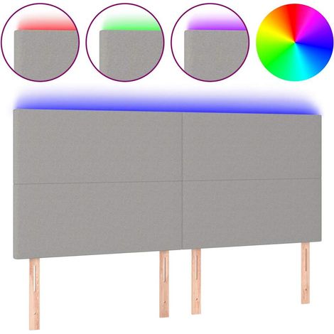 Maison Exclusive - Cabecero con luces LED tela gris claro 180x5x1 (1/5)
