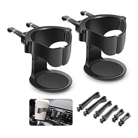 Porte Gobelet Voiture, 6PCS Support Gobelet Voiture, Porte-gobelet de Voiture Réglable, pour Grille d'Aération de Voitures, Camions, Camping-Cars(Noir) (1/5)