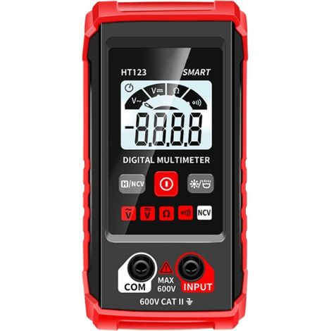 Digitalmultimeter HT-123 2000 Messpunkte Intelligentes Messgerät Automatische Bereichsvoltmeter Kontaktloser Spannungsprüfer Spannungsmessung AC/DC, Widerstand und Durchgang