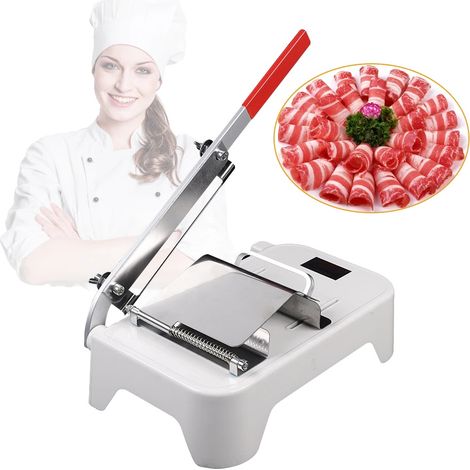 Cortadora de carne, grosor de cuchilla ajustable, diseño de sobremesa, blanca (1/2)