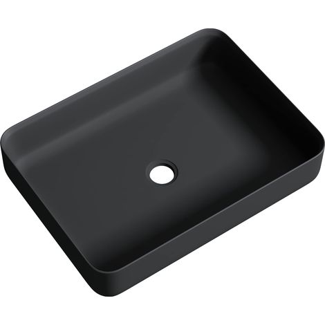 doporro Lavabo sobre encimera 55x40x13cm Colossum812 Lavabo antracita mate de mármol fundido con nano revestimiento
