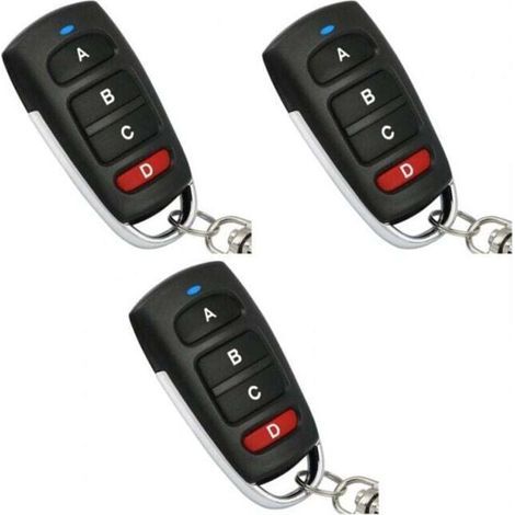 Télécommande Universelle Portail Garage - 433 MHz - 4 Canaux - Portée 50 à 100 m - Lot de 3 (1/4)