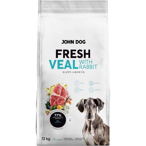 John Dog JUNIOR FRESH VEAL WITH RABBIT Karma sucha dla psa 12kg
