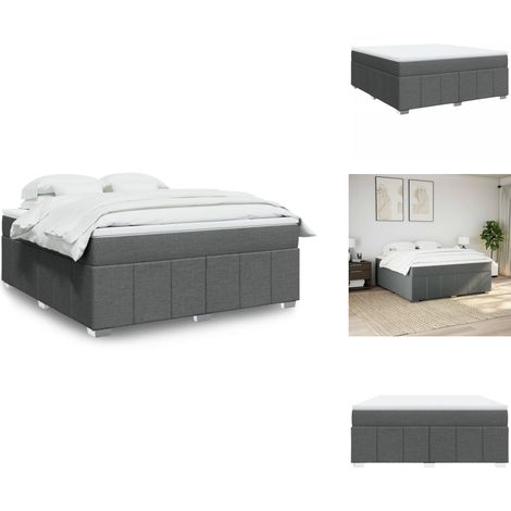 Sommier à lattes de lit avec matelas Gris foncé 180x200cm Tissu - Sommier À Lattes De Lit - Sommiers À Lattes De Lit - Lit - Meuble De Chambre À Coucher (1/5)