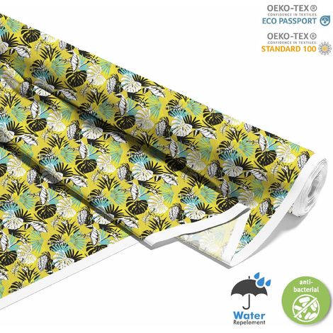 TESSUTI DECORATIVI PER ESTERNI OXFORD - Motivo foglie su giallo I DX218 (1/5)