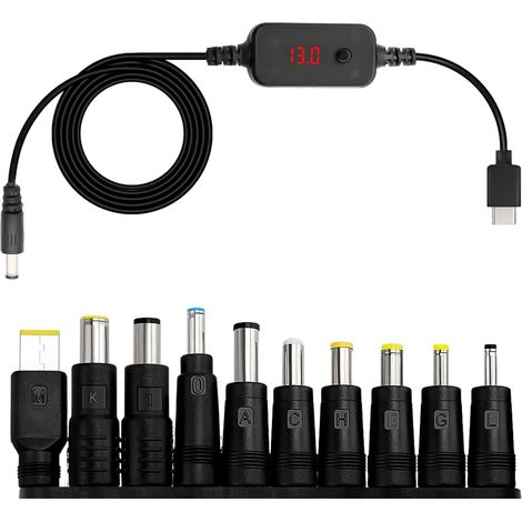 Adattatore PD USB Boost Converter DC Digital Display Router Cable Type C to DC5521 (10 convertitori)