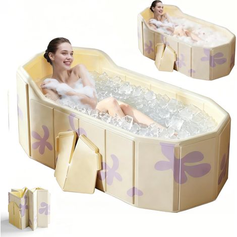 1,4 m Baignoire Pliable Adulte avec Dossier, Bain Glace Portable (1/5)