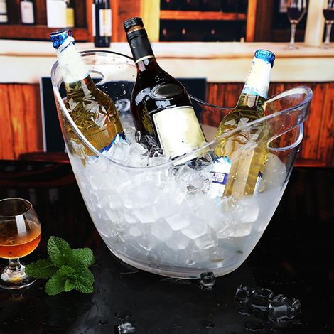 Seau à glace en plastique transparent de 4 L, porte-bouteilles pour vin, champagne et bière (1/5)