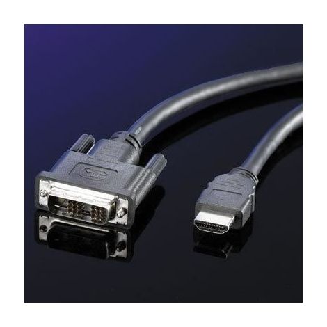 Câble vidéo ROLINE DVI vers HDMI, 5m - Gris - Blindé (1/2)