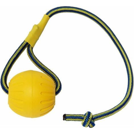 9cm une pièce, jaune Balle pour Chien avec Corde, Balle de Dressage pour Chien en Mousse, Balle Flottante pour Chien, Petit Jouet de Remorqueur pour Chien de Grande Taille