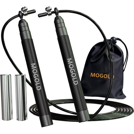 Speed Jump Rope for Boxing Exercise Fitness - Metal Handles with Extra Weights - 2 Adjustable Lengths PVC - Steel Wire Rope for Adults Men Women (1/5)