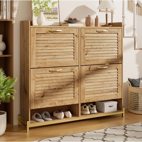 Schuhschrank Aufbewahrung 108,5 cm platzsparend Holz OKMYHOME (1/5)
