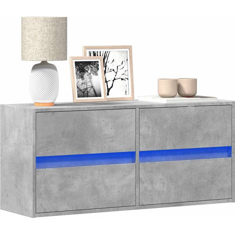 TV-Wandschrank mit LED-Beleuchtung Betongrau 100x31x45 cm