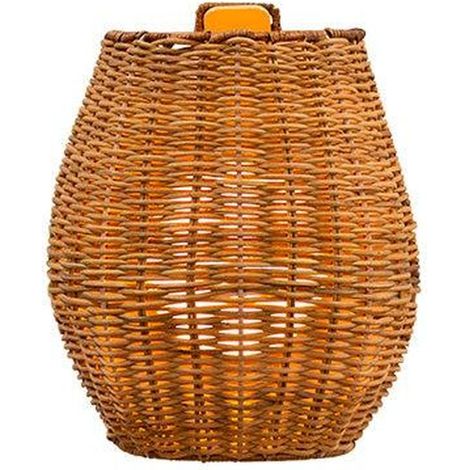 LED Außenleuchte Wand Akku Leuchtmittel Rattan H: 24,5 cm dimmbar Fernbedienung kabellose Wandlampe Wandleuchte Balkon (1/5)
