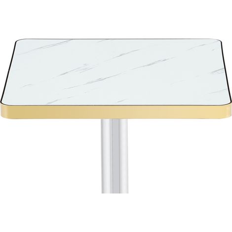 Mesa de comedor cuadrada 60 x 60 cm efecto mármol con estructura metálica HOMVRA (1/5)
