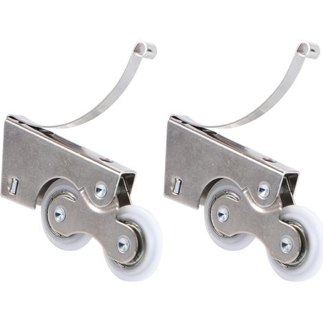 Set di 2 rulli per porte scorrevoli in plastica e metallo per ante di armadi e finestre, installazione rapida, per uso domestico. (1/5)