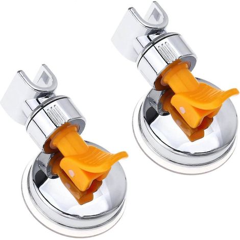 Support de pommeau de douche à ventouse, fixation murale réglable, support universel pour pommeau de douche de salle de bain (argenté/jaune) (2 pièces) (1/3)