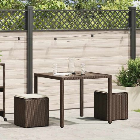 Maison Exclusive - Sgabelli Giardino con Cuscini 2pz Marrone 40x40x43cm Polyrattan