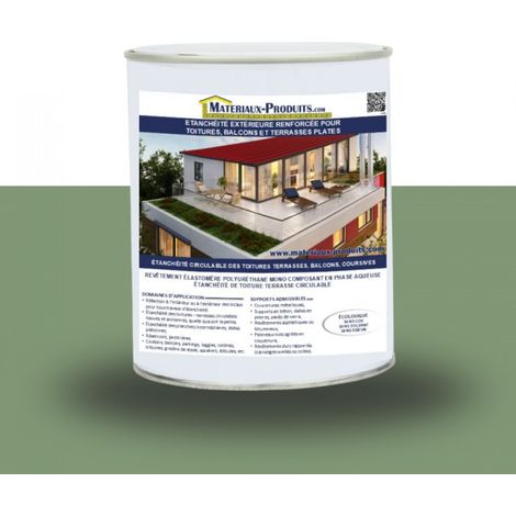 Etanchéité extérieure renforcée pour toitures, balcons et terrasses plates - 5 Kg Vert clair - MATPRO