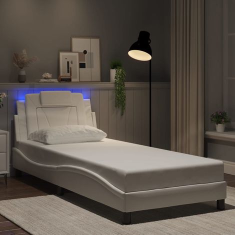 Cadre de lit Viana avec LED sans matelas blanc 90x190 cm vidaXL (1/6)