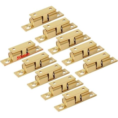 Laiton Double Loqueteau à Billes 50 mm Rouleau Loquet Fermeture pour Placard Meubles Porte Armoire Loquet Serrure de Portiere (10 Pcs) (1/4)