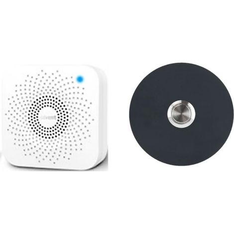 Sonnette sans fil rond acier noir boite d'encastrement