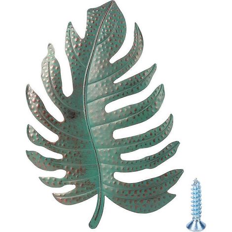 Décoration murale en fer forgé, feuille bleue simulée, ornement artistique pour intérieur, artisanat mural pour salon et maison (1/5)