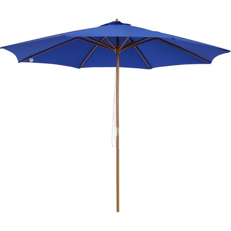Parasol déporté bambou résistant intempéries bleu naturel 300x300x250 cm