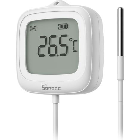 SNZB-02LD Capteur de température étanche Zigbee avec sonde en acier inoxydable de 1,5 m, écran LCD, plage -40115°C, surveillance via APP, support magnétique, fonctionne avec hub Zigbee (1/5)