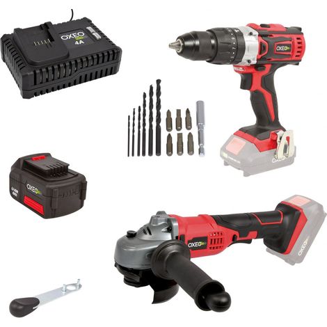 Ensemble bricolage EASY FULL Perceuse / Meuleuse - Sans fil - Batterie 4Ah et chargeur 4Ah - 6 forêts - 6 embouts - Clé à ergots (1/5)