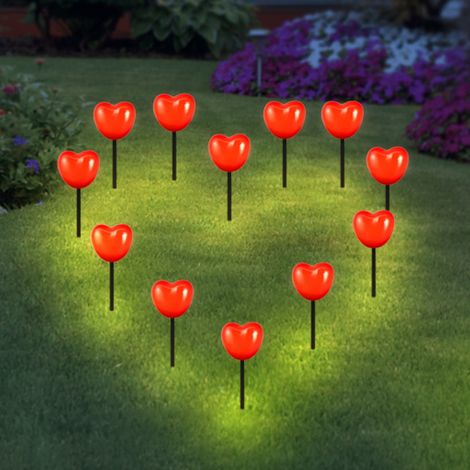 Romantische Valentinstagsdekoration, herzförmige Solarleuchte für den Außenbereich, geeignet für Hof, Villa, Garten, Rasen und Landschaftsgestaltung, rot (1/5)