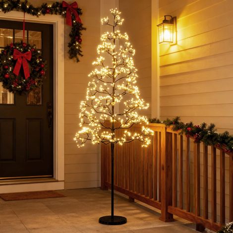 Arbre lumineux vert 150 cm avec 1000 LED blanc chaud et pied en ciment stable pour salon mariage et fêtes (1/5)
