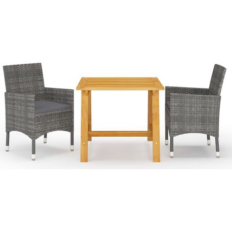 FIMEI Ensemble de salle à manger de jardin 3 pcs Gris (1/5)