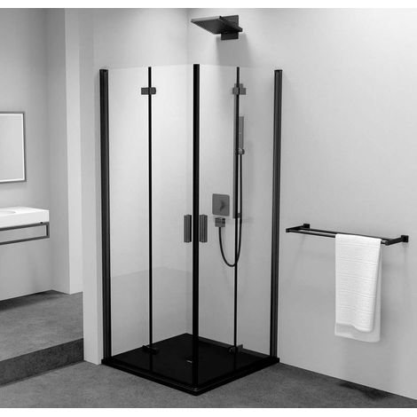 Polysan Zoom Black - Box doccia 80x80 cm, Antidrop, vetro trasparente/nero opaco ZL4815BL-02 (1/5)