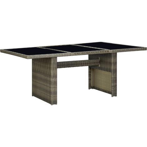 Gartentisch Braun Poly Rattan und Hartglas