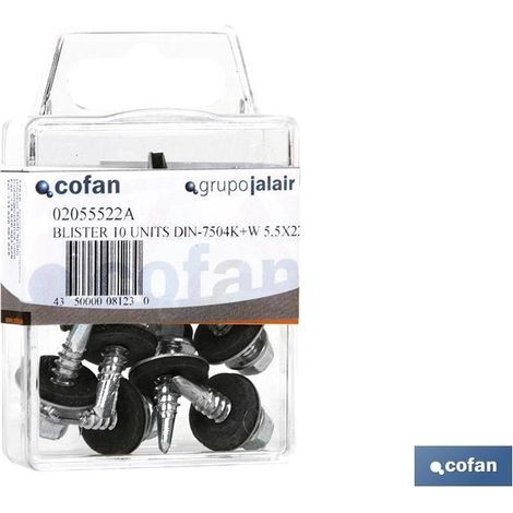 Pack de 10 vis DIN 7504K avec rondelle 6,3x38