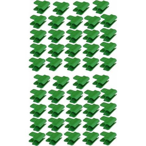 Pack of 48 hose clamps for garden hose, garden shed film accessories, 16 mm outer diameter, plant stakes, plastic clips for greenhouses, Green (1/5)