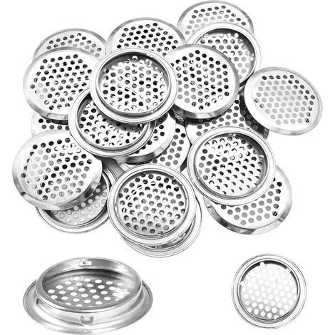 Lot de 20 grilles d'aération rondes en acier inoxydable pour camping-car/salle de bain/cuisine, etc. Argenté 35+53 mm (1/5)