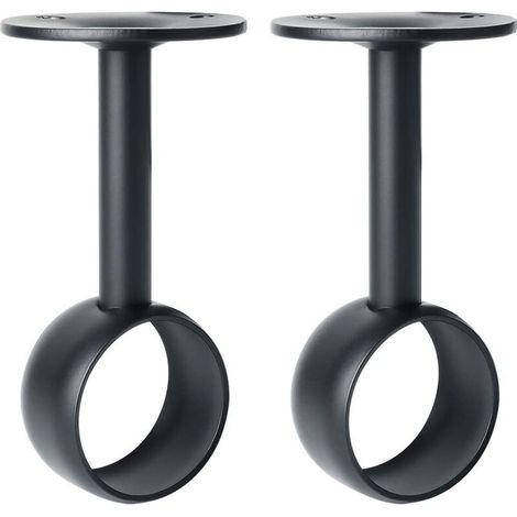 EASYCOMFORT Support de Tringle à Rideaux Support Tringle Penderie avec Vis Support de Plafond pour Rideau et Armoire, Noir Mat en Acier Inoxydable, Diamètre 32 mm, 2 Pcs (1/5)